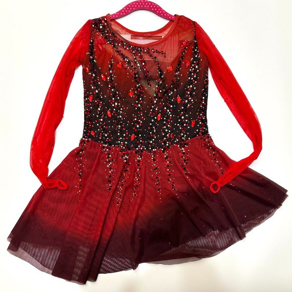 New Figure Skating Dress Size 10 (5~8T) with Hair Scrunchies (120~130cm) - Picture 2 of 10